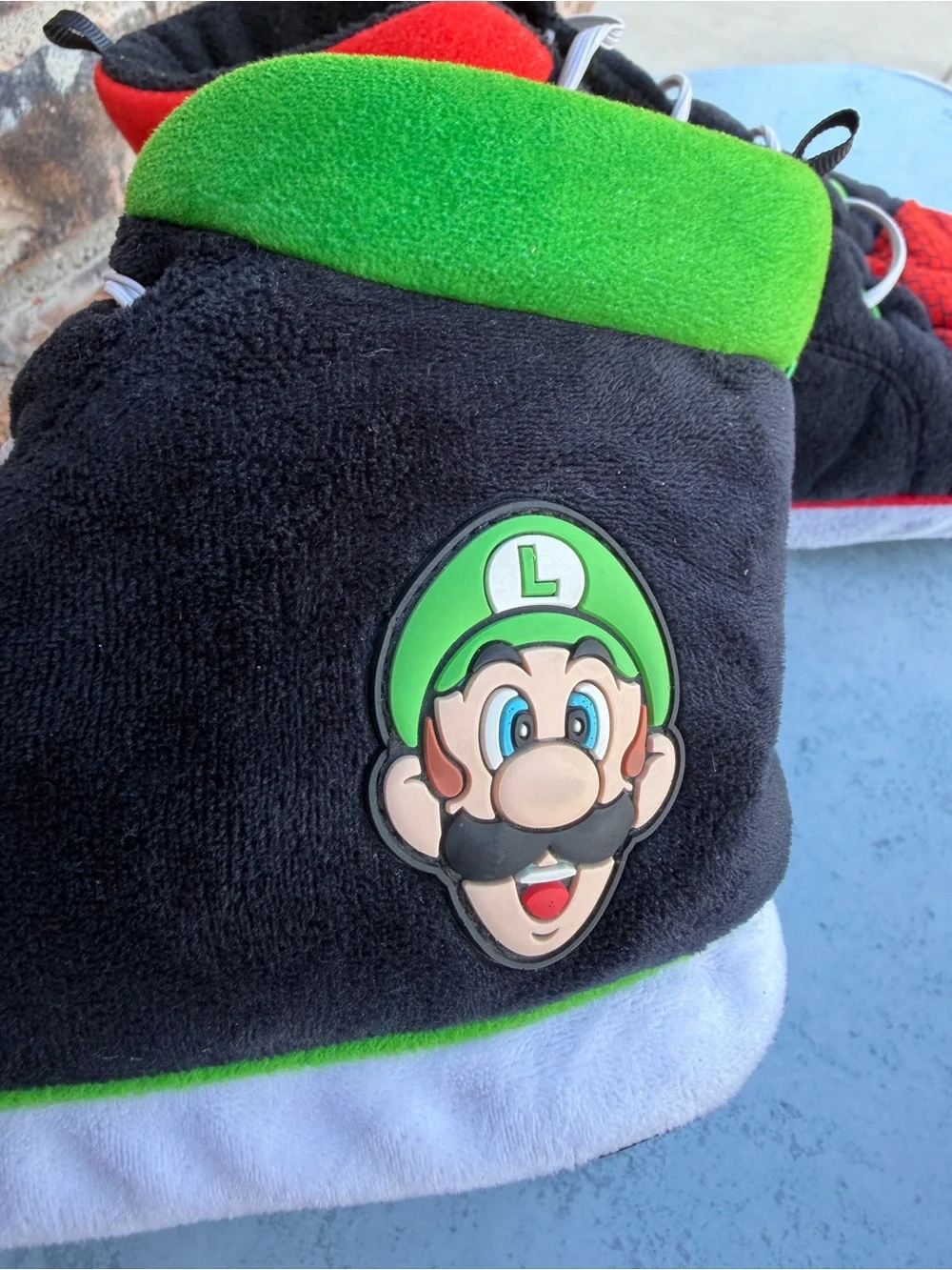 Ground Up Nintendo Super Mario & Luigi Plush Slippers • Boys Size 4-5 High Top